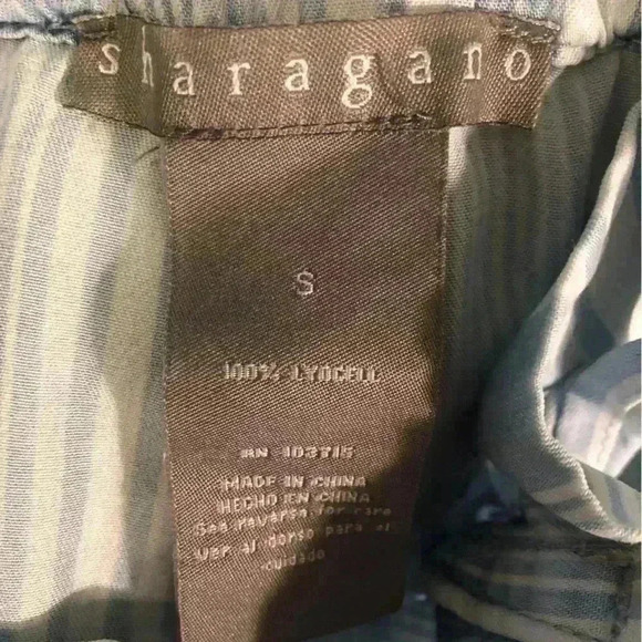 Sharango Womens Small Blue and White Stripw Paper Bag Pants Lyocell Tie Waist - Picture 5 of 5